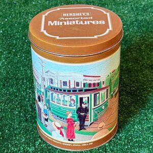 Hershey "Chocolate Town Trolley" Vintage 1992 Rare Tin Can Storage with Lid  Tak